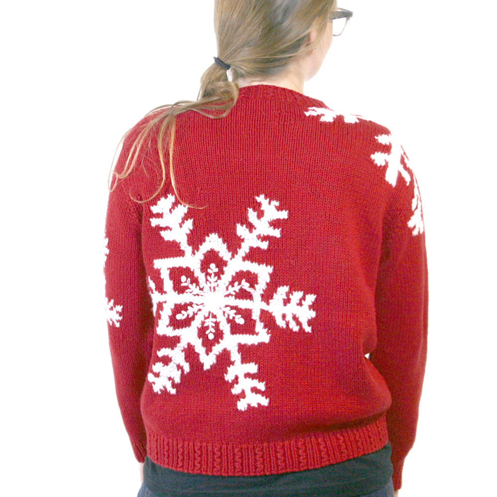 Big Snowflakes Chunky Knit Red Ugly Christmas Sweater The Ugly