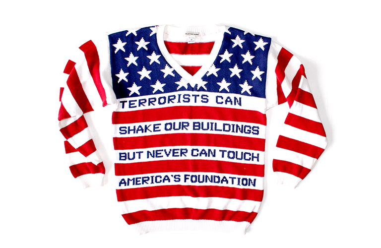 USA Flag Patriotic American 9-11 Anti-Terrorist Tacky Ugly Sweater Women's Size Medium (M)