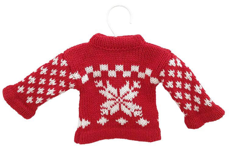 Nordic Snowflake Tacky Ugly Christmas Sweater Holiday Ornament Red ...