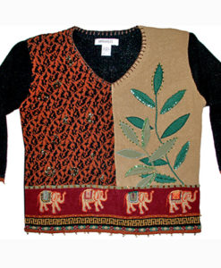 Beaded Elephant Tacky Ugly Sweater Women's Size Large (L)