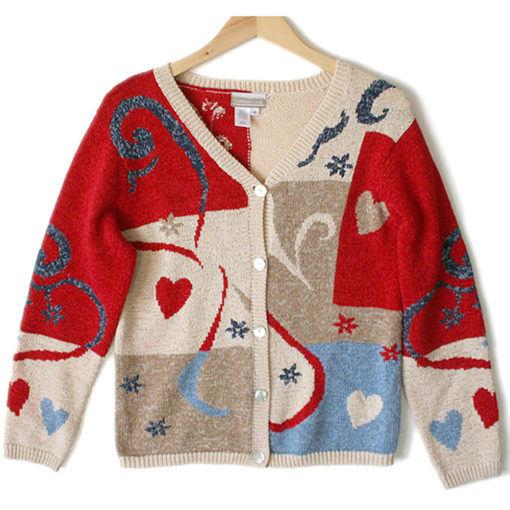 Coldwater Creek Valentine Hearts Tacky Ugly Sweater Women's Size Small:Medium (S:M)
