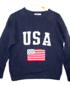 Fourth of July Independence Day Patriotic USA Flag Tacky Ugly Sweater Men's Size Medium (M)