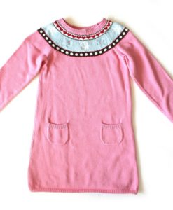 Gymboree Nordic Snowflakes and Hearts Pink Tacky Ugly Christmas Sweater Dress Girl's Size 9