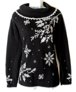 Longer Length Big Collar Tacky Ugly Christmas Sweater Women's Size Large (L)