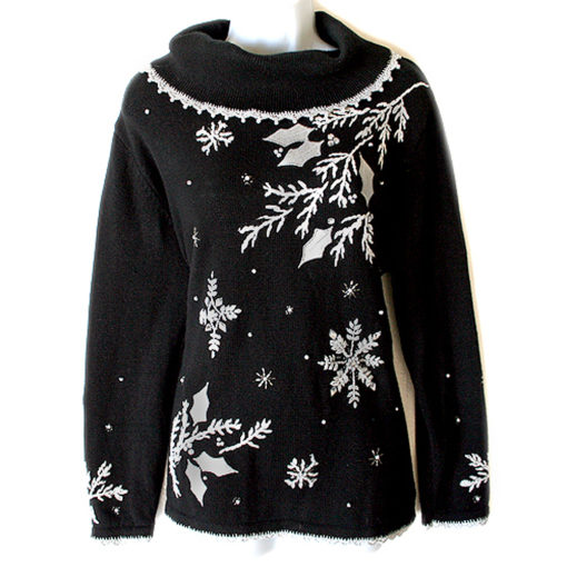 Longer Length Big Collar Tacky Ugly Christmas Sweater Women's Size Large (L)