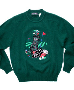 Pine Green Wool Tacky Ugly Golf Sweater Men's Size Small (S) - Brand New!