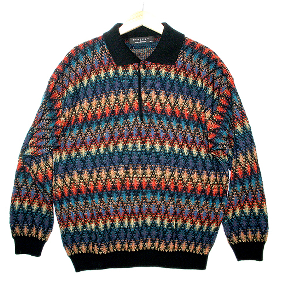 Rainbow Diamonds Tacky Ugly Cosby Sweater - The Ugly Sweater Shop