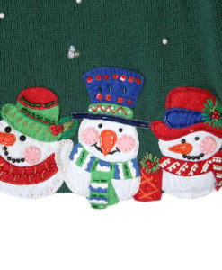 Snowmen Blobs Tacky Ugly Christmas Sweater : Cardigan Women's Size Medium (M)