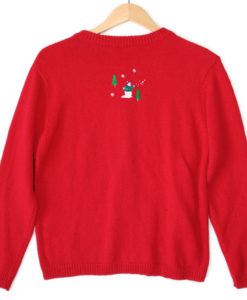 Snowmen Snowball Fight Tacky Ugly Christmas Sweater : Cardigan Women's Size Small (S)