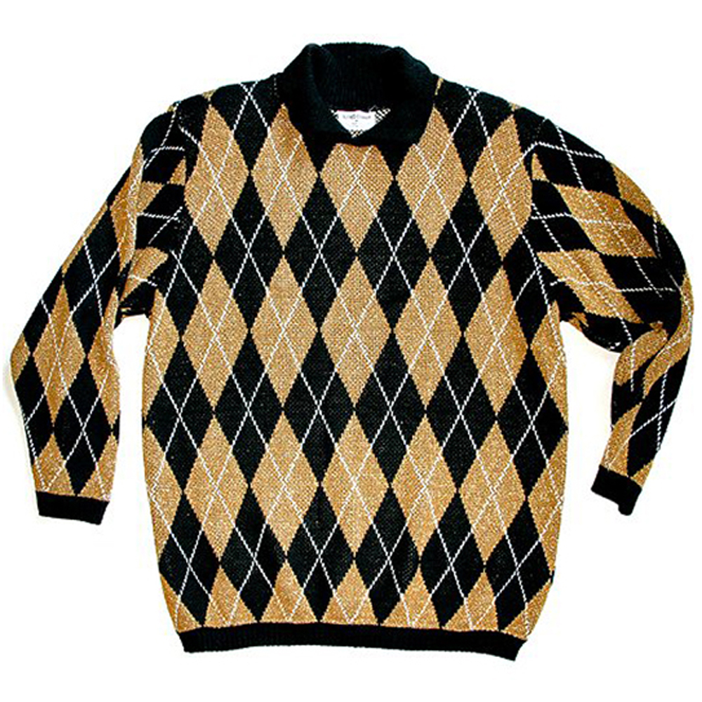 Sparkly Gold Argyle Ugly Sweater - The Ugly Sweater Shop