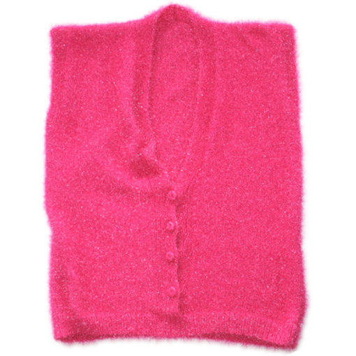 Sparkly Hairy Hot Pink Muppet Fur Tacky Ugly Sweater Vest Women's Plus Size 2X or Men's XL