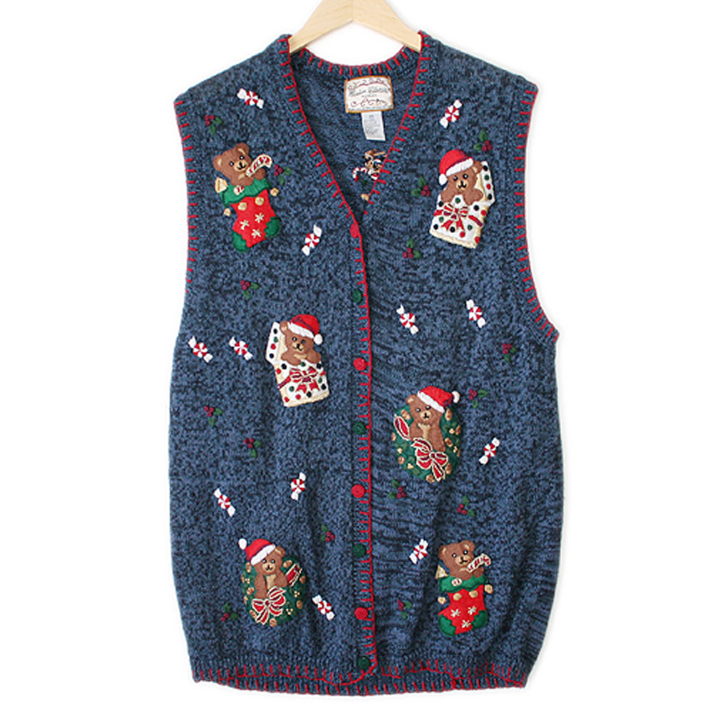 Teddy Bears Tacky Ugly Christmas Sweater Vest Women's Plus Size 2X ...