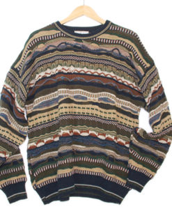 Textured Horizontal Stripe Cosby Style Tacky Ugly Sweater Men's Size XL