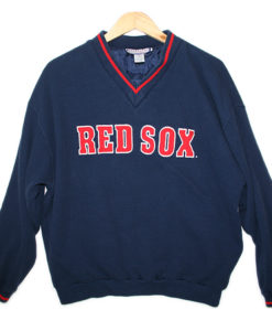 Ugly Sweater For Yankee's Fan! Boston Red Sox Waffle Texture Sweatshirt Men's Large (L)