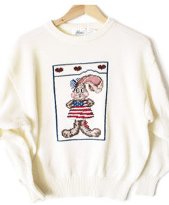 Vintage 80s American Rabbit Tacky Ugly Sweater Women's Size Large (L)