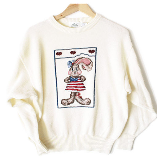 Vintage 80s American Rabbit Tacky Ugly Sweater Women's Size Large (L)