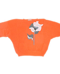 Vintage 80s Orange Batwing Rose Tacky Ugly Sweater Women's Size Medium:Large (M:L)
