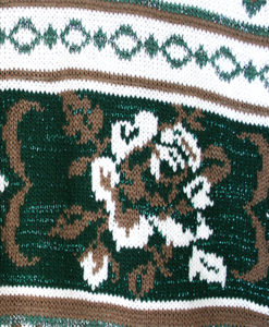 Vintage 80s Sparkle Roses Oversized Slouch St Patrick's Day Ugly Sweater Women's Size Small (S)