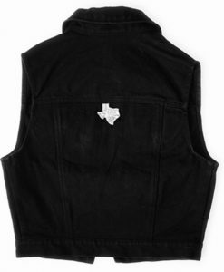 Yeehaw Cowgirl! Texas Theme Black Denim Ugly Vest Women's Size Small (S) 1