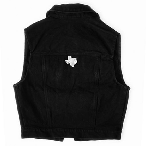 Yeehaw Cowgirl! Texas Theme Black Denim Ugly Vest Women's Size Small (S) 1