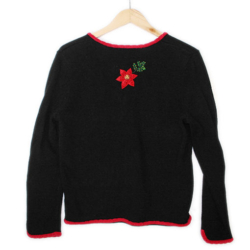 Beady Poinsettia Tacky Ugly Christmas Sweater