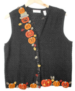 Crochet Pumpkins Tacky Ugly Halloween Sweater Vest