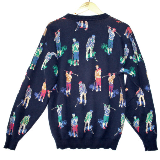 "Crowd of Golfers" Mens Tacky Ugly Golf Sweater