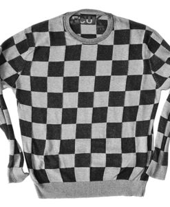 FCUK Black Gray Checkerboard Ugly Sweater XL
