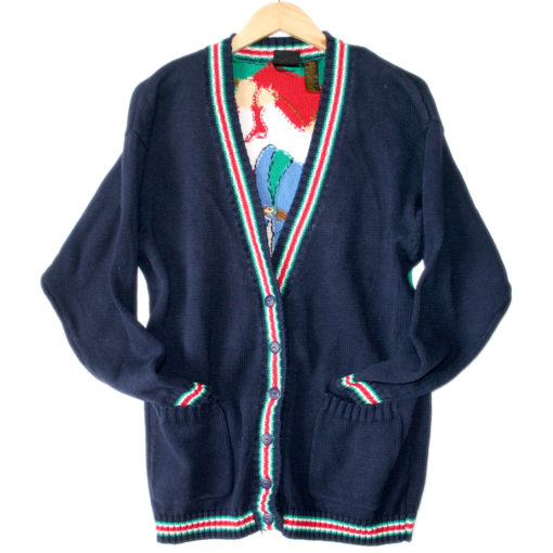"Ladies League" Oversized Golf Cardigan Tacky Ugly Sweater