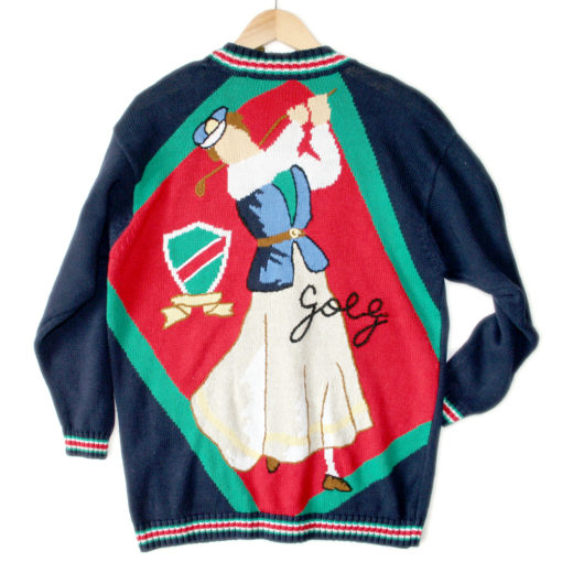 "Ladies League" Oversized Golf Cardigan Tacky Ugly Sweater