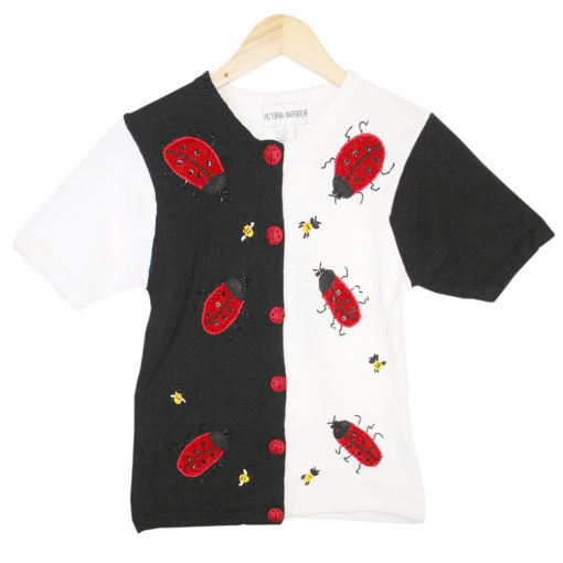 Ladybugs & Bees Short Sleeve Tacky Ugly Sweater womens size small