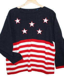 Oversized Boat Neck 4th of July Patriotic USA Flag Ugly Sweater 2