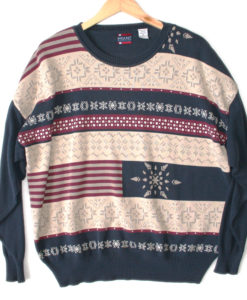 Patriotic Snowflakes Tacky Ugly Ski Sweater