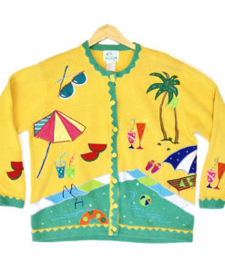 Quacker Factory "Day At The Pool" Summer Theme Tacky Ugly Sweater