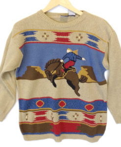 "Ride 'Em, Cowboy!" Western Horse Oversized Tacky Ugly Sweater