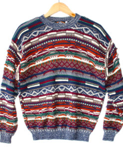 Textured Colorful Horizontal Stripe Cosby Sweater