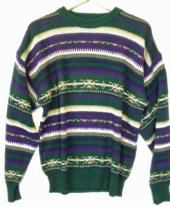 Vintage 80s Mens Purple & Green Acrylic Ugly Ski Sweater