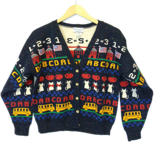 Vintage 90s Tacky Teacher Cardigan Ugly Sweater