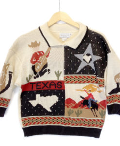 Vintage 90s Texas Singing Cowboy Tacky Ugly Sweater