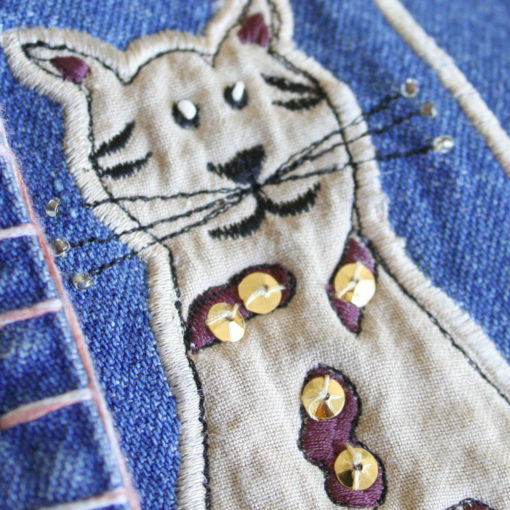 Beady-Eyed Kitties Crazy Cat Lady Ugly Denim Shirt / Jacket