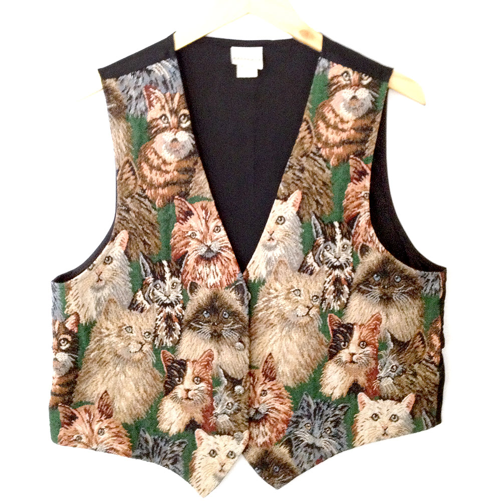 Cat Lady Tapestry Kitty Ugly Vest - The Ugly Sweater Shop