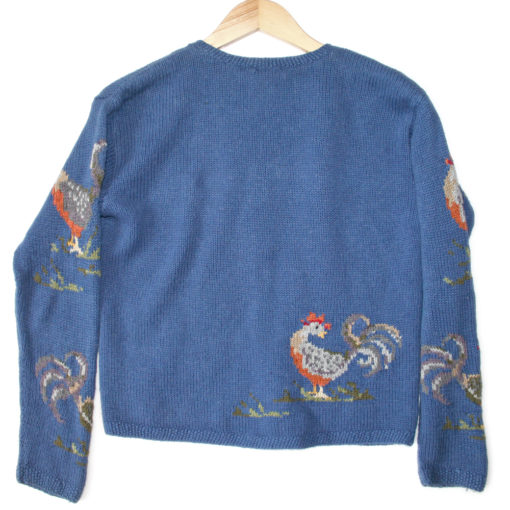 Cock-a-Doodle-Doo Rooster Theme Tacky Ugly Sweater