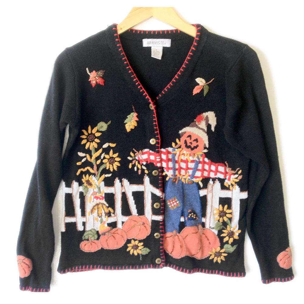 Creepy Pumpkinhead Tacky Ugly Halloween Sweater - The Ugly Sweater Shop