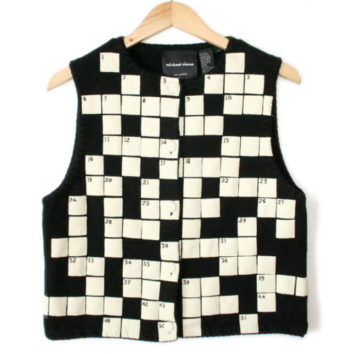 Crossword Puzzle Tacky Ugly Sweater Vest The Ugly Sweater Shop