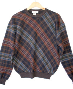 Diagonal Plaid Cosby Style Ugly Sweater