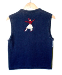 Faceless Victorian Figure Skaters Ugly Christmas Sweater Vest