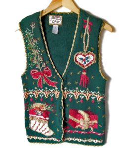 Heart, Stocking & Bows Ugly Christmas Sweater Vest