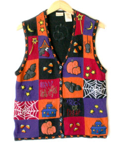 Purple and Orange Halloween Tacky Ugly Sweater Vest