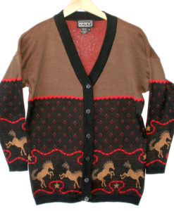 Equestrian Horse Racing Cardigan Ugly Sweater