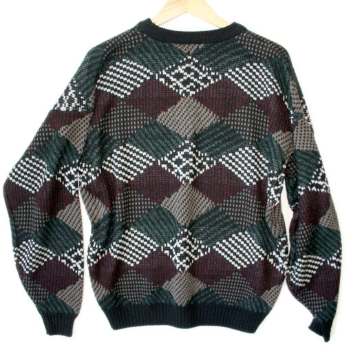 Leather Diamonds Vintage 90s Acrylic Ugly Sweater - The Ugly Sweater Shop